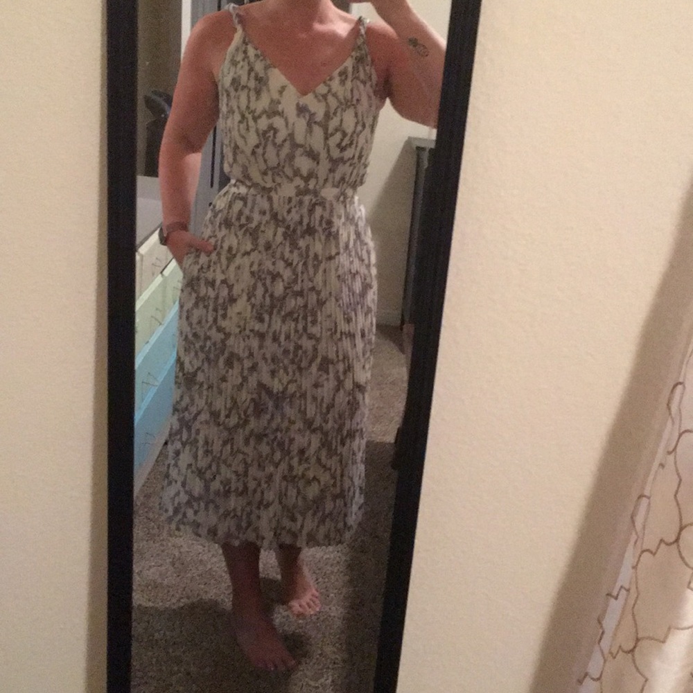 Patterned Pleated Cocktail Dress